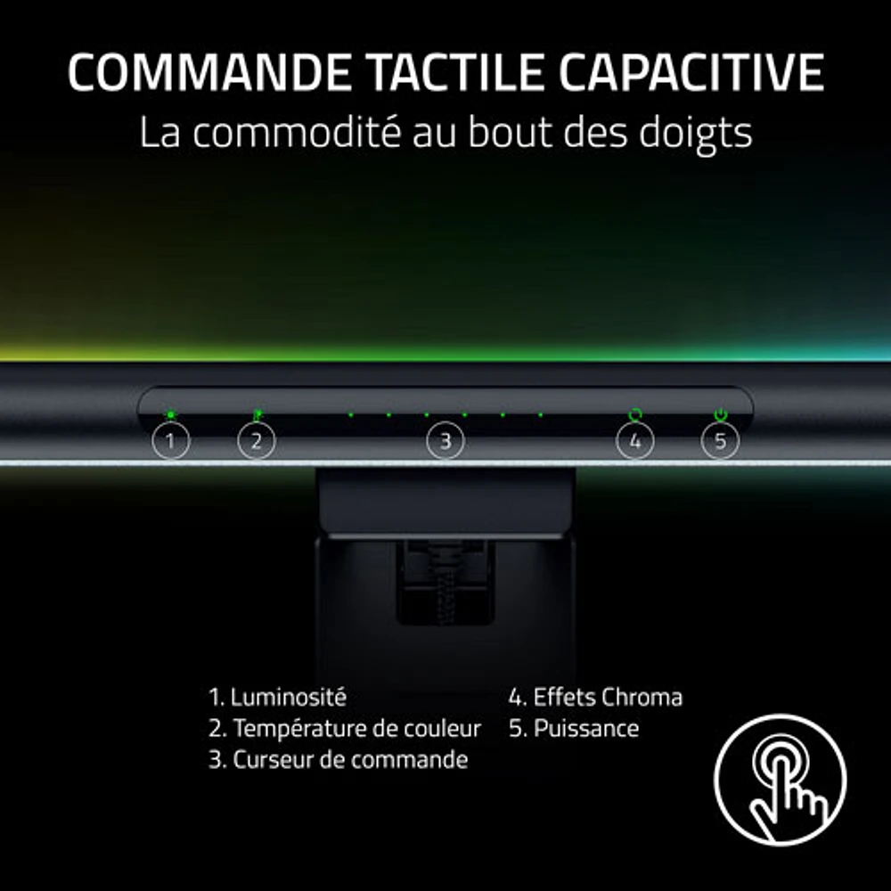 Barre lumineuse ultralarge à éclairage naturel pour moniteur IRC 95 Aether de Razer - Noir