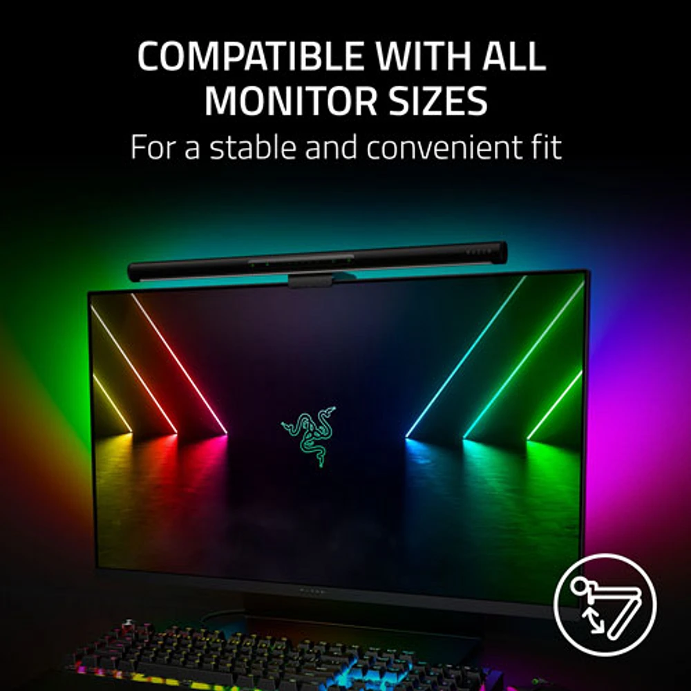 Barre lumineuse ultralarge à éclairage naturel pour moniteur IRC 95 Aether de Razer - Noir