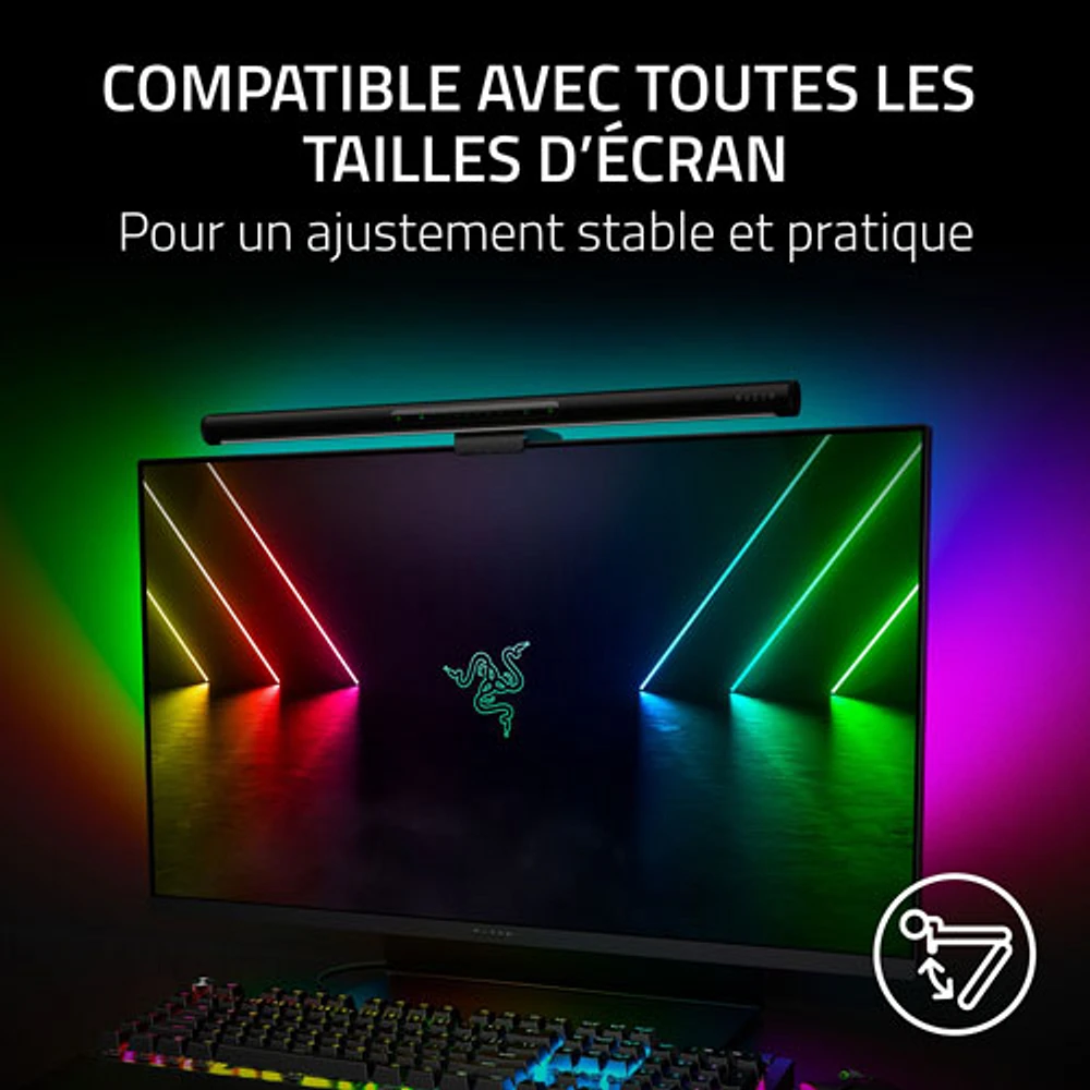 Barre lumineuse ultralarge à éclairage naturel pour moniteur IRC 95 Aether de Razer - Noir