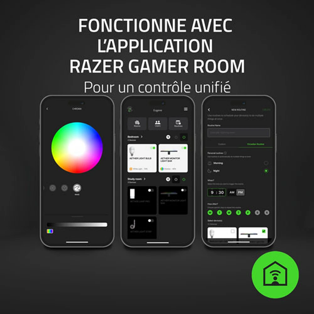 Barre lumineuse ultralarge à éclairage naturel pour moniteur IRC 95 Aether de Razer - Noir