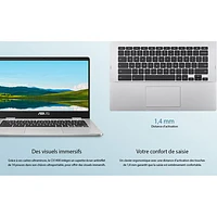 ASUS CX1 14" Chromebook - Transparent Silver (Intel Celeron N4500/8GB RAM/128GB eMMc SSD/ChromeOS) - En