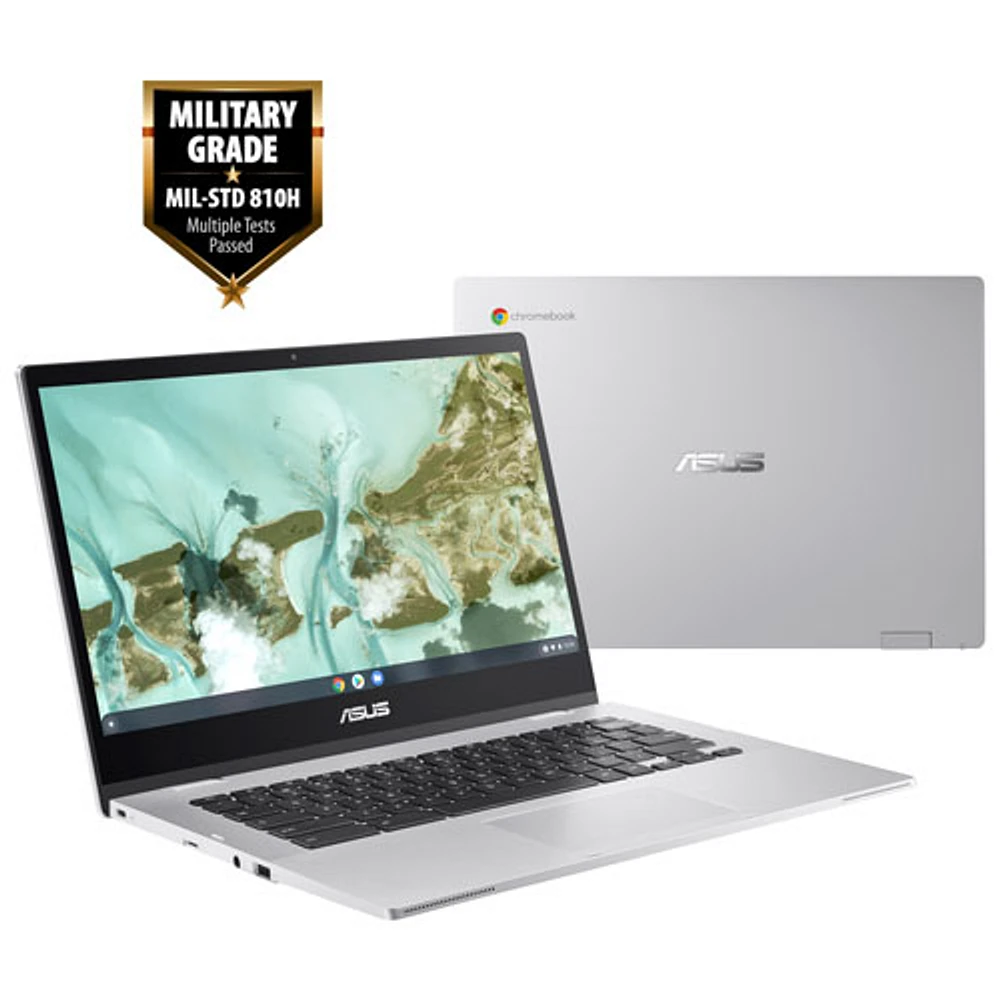 ASUS CX1 14" Chromebook - Transparent Silver (Intel Celeron N4500/8GB RAM/128GB eMMc SSD/ChromeOS) - En