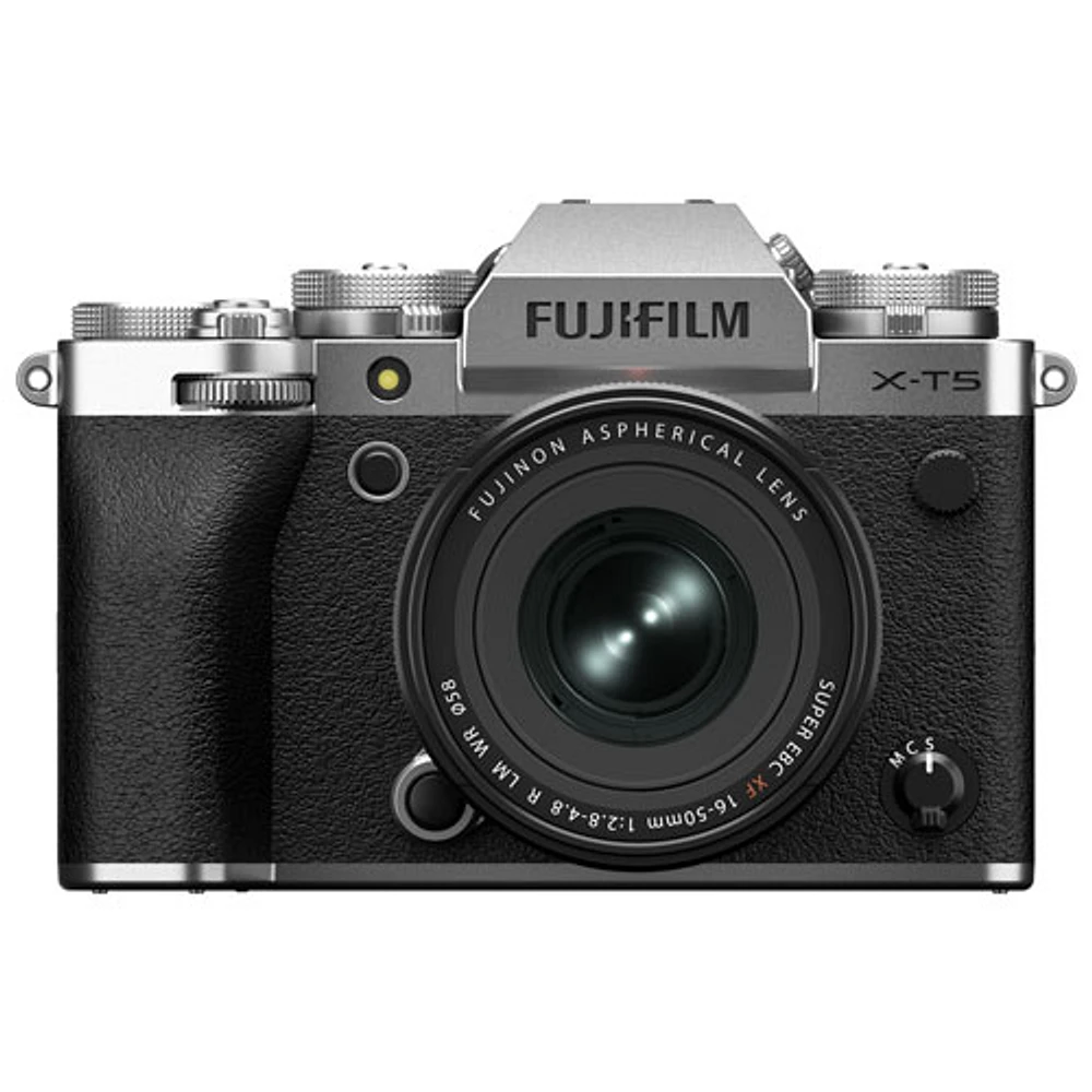 Appareil photo sans miroir X-T5 de Fujifilm avec objectif 16-50 mm - Argenté