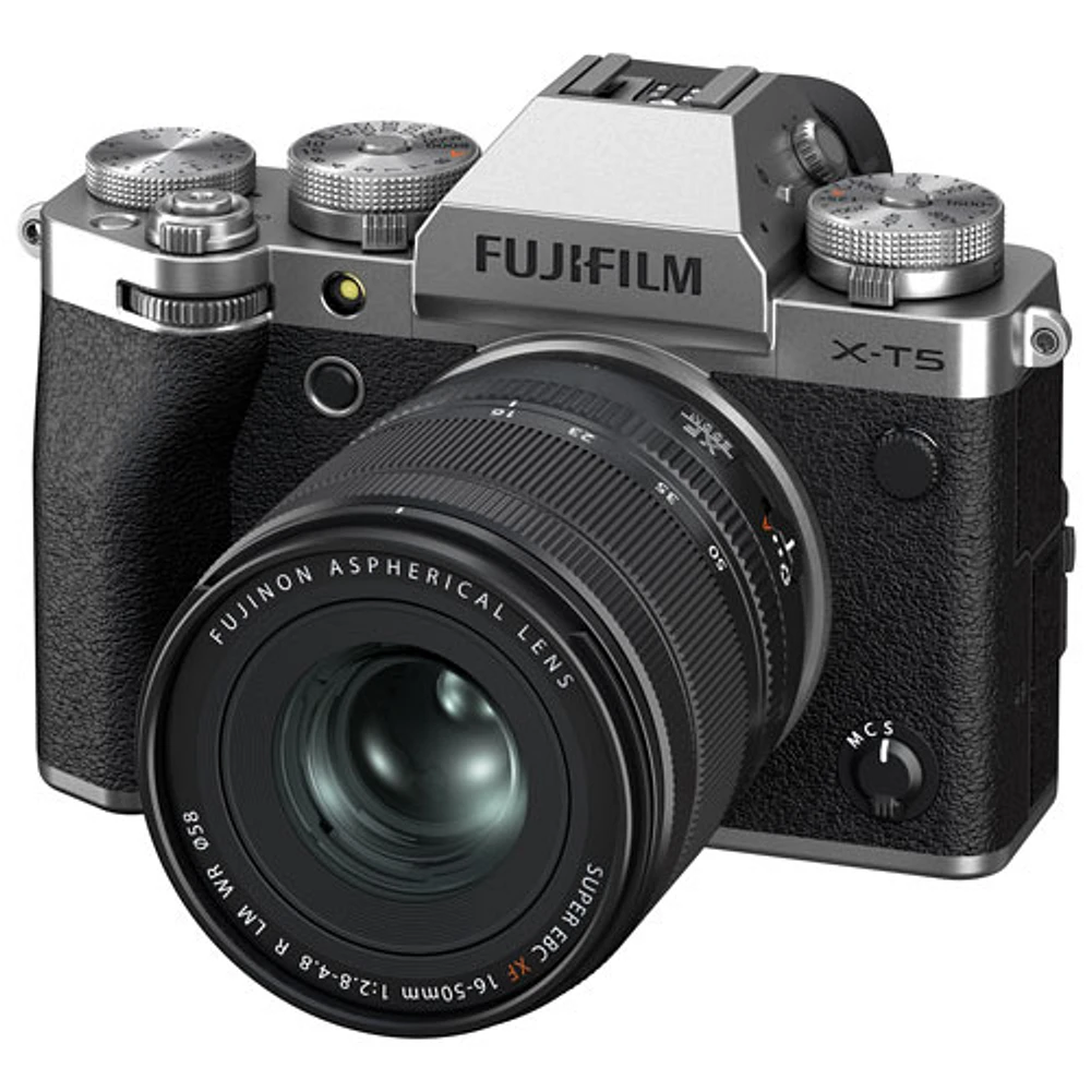 Appareil photo sans miroir X-T5 de Fujifilm avec objectif 16-50 mm - Argenté