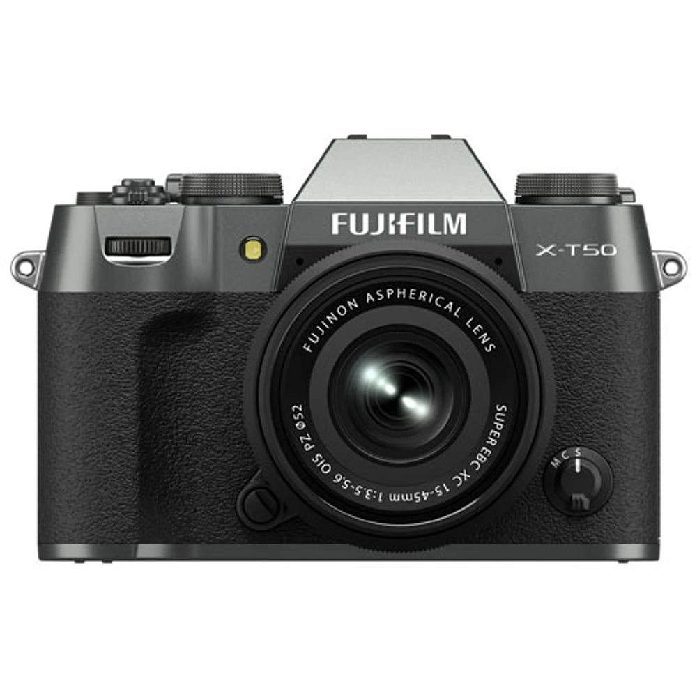 Fujifilm X-T50 Mirrorless Camera with 15-45mm Lens Kit - Charcoal Silver