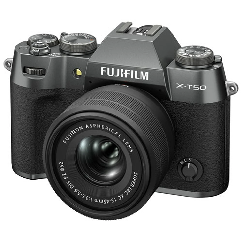 Fujifilm X-T50 Mirrorless Camera with 15-45mm Lens Kit - Charcoal Silver