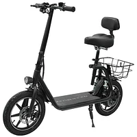 Delorean 14" Seated Folding Electric Scooter (450W Motor / 27.85 km Range / 25 km/h Top Speed) - Black