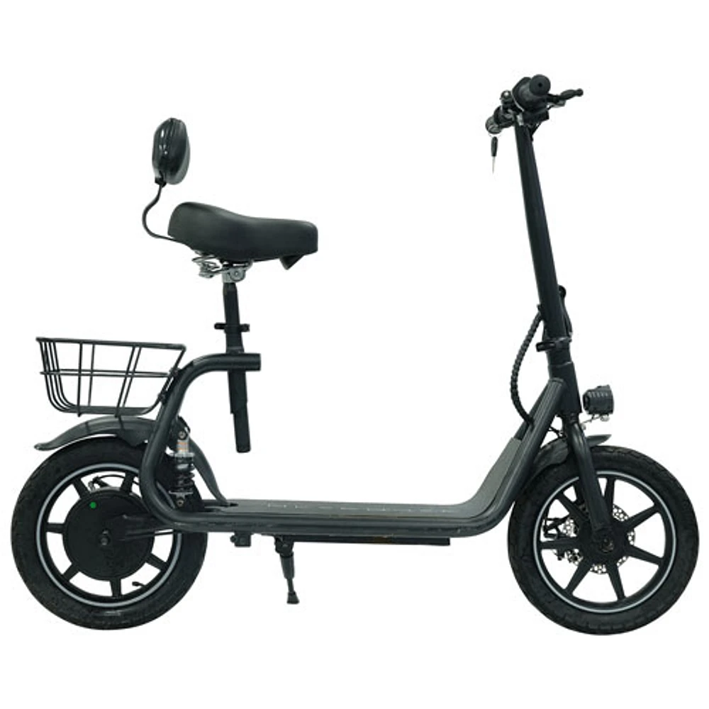 Delorean 14" Seated Folding Electric Scooter (450W Motor / 27.85 km Range / 25 km/h Top Speed) - Black