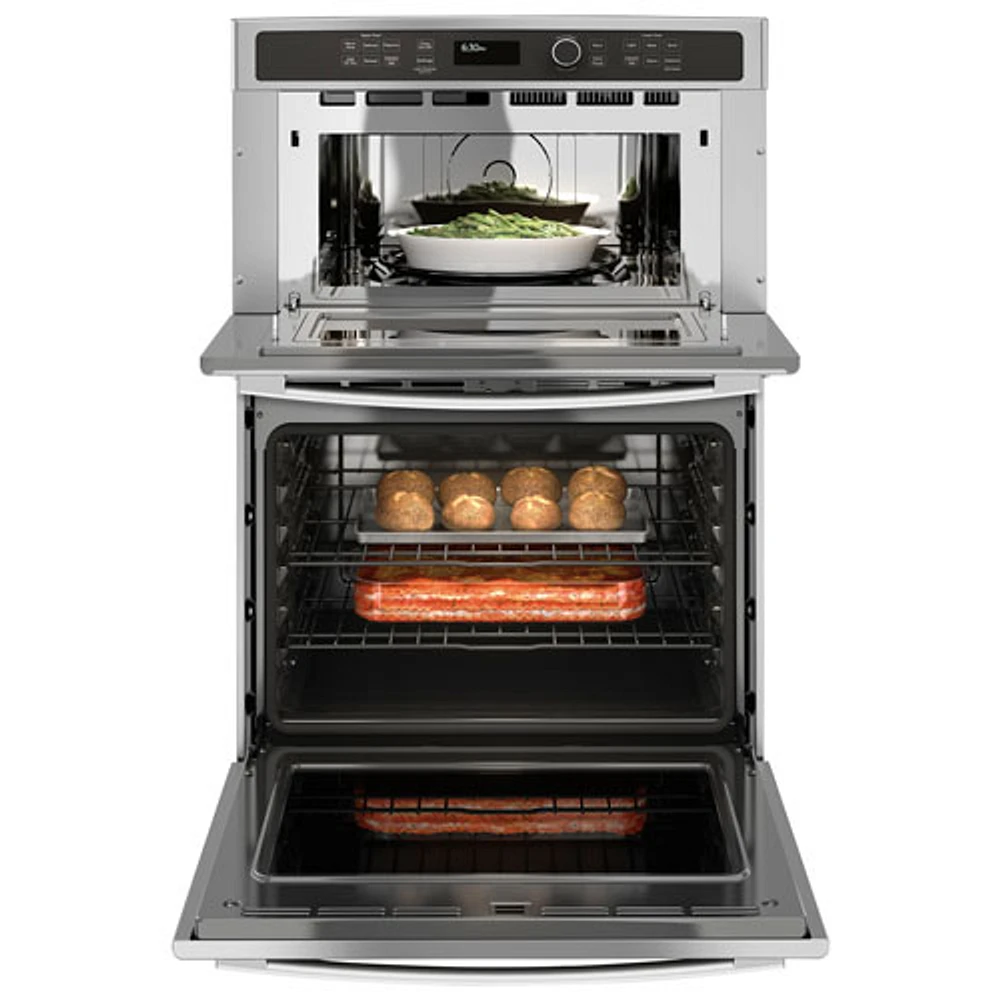 GE 30" 5 Cu. Ft./1.7 Cu. Ft. Combination Self-Clean Electric Wall Oven (JT3800SHSS) - Stainless Steel