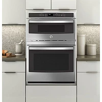 GE 30" 5 Cu. Ft./1.7 Cu. Ft. Combination Self-Clean Electric Wall Oven (JT3800SHSS) - Stainless Steel