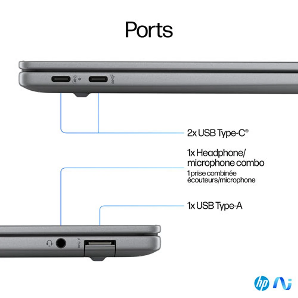 Portable OmniBook X Copilot+ PC à écran tactile de 14 po de HP (Snapdragon X Elite/RAM 16 Go/SSD 1 To)