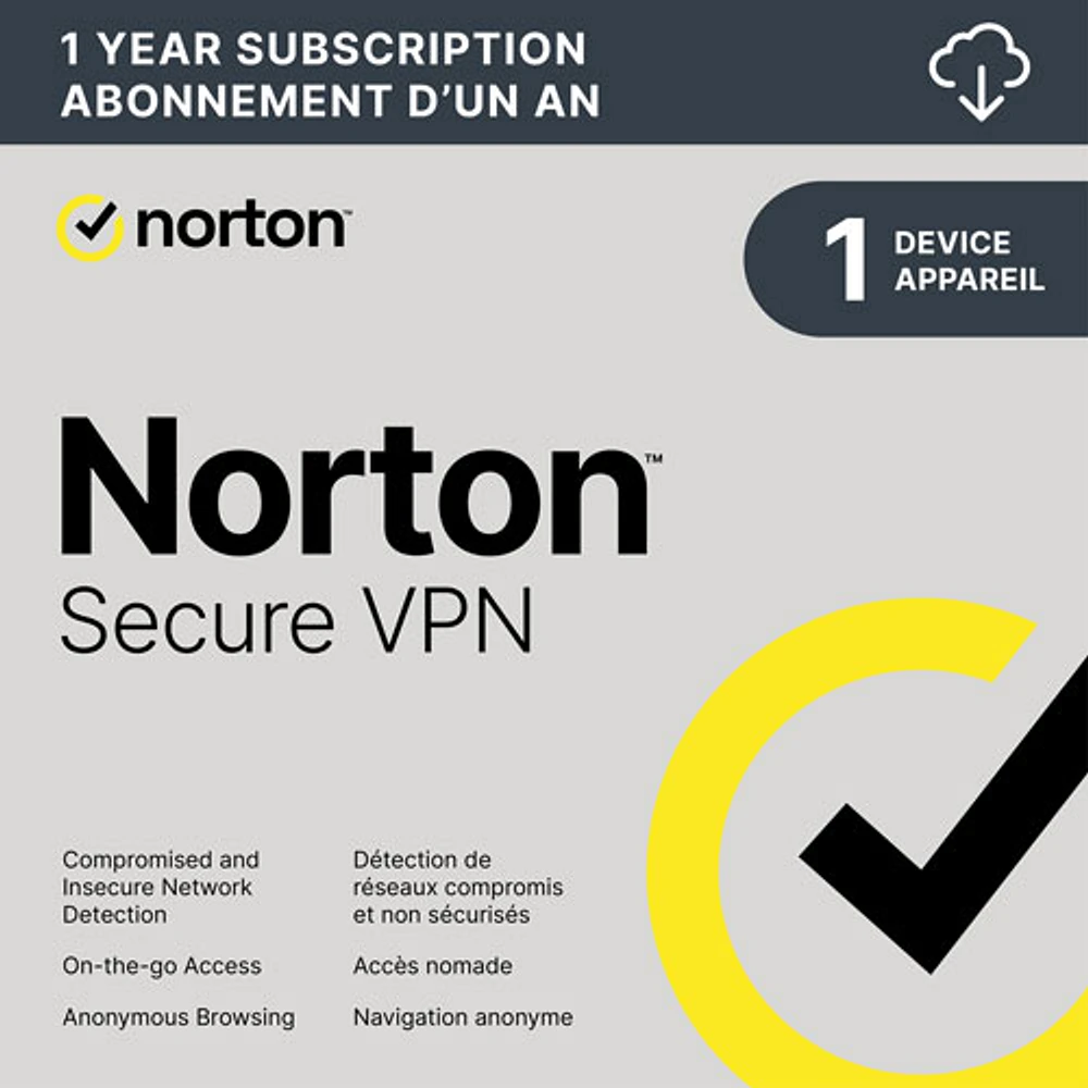 Norton Secure VPN (PC/Mac/iOS/Android) - 1 Device - 1 Year - Digital Download