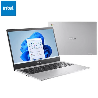 Chromebook de 15,6 po CX1 d'ASUS - Argenté transparent (Celeron N4500 d'Intel/RAM 8 Go/eMMC 128 Go/ChromeOS)