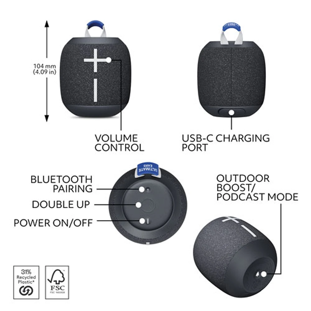 Ultimate Ears WONDERBOOM 4 Waterproof Bluetooth Wireless Speaker