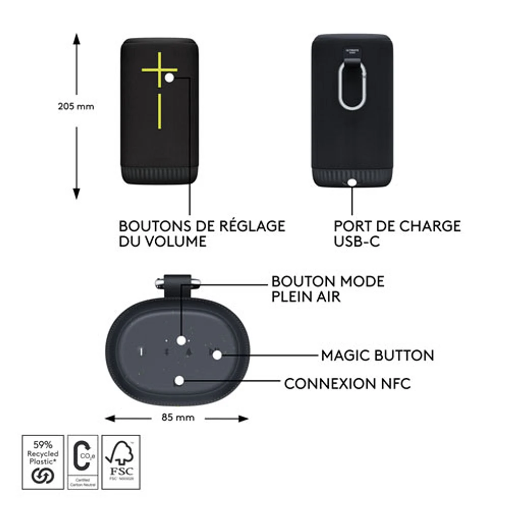 Ultimate Ears EVERBOOM Waterproof Bluetooth Wireless Speaker - Black