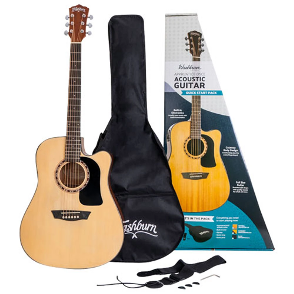 Washburn Apprentice Dreadnought Acoustic Guitar Pack - Natural