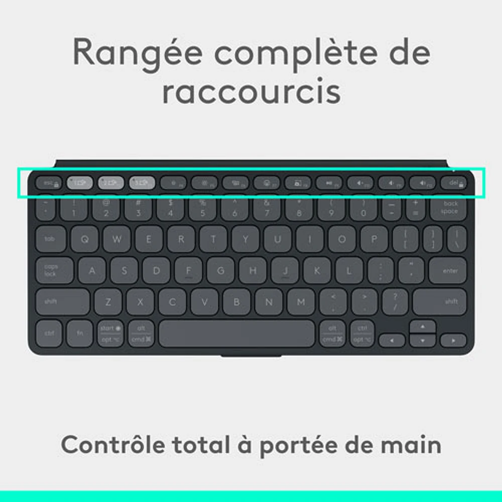 Clavier universel Keys-To-Go 2 de Logitech avec couvercle - Graphite - Anglais