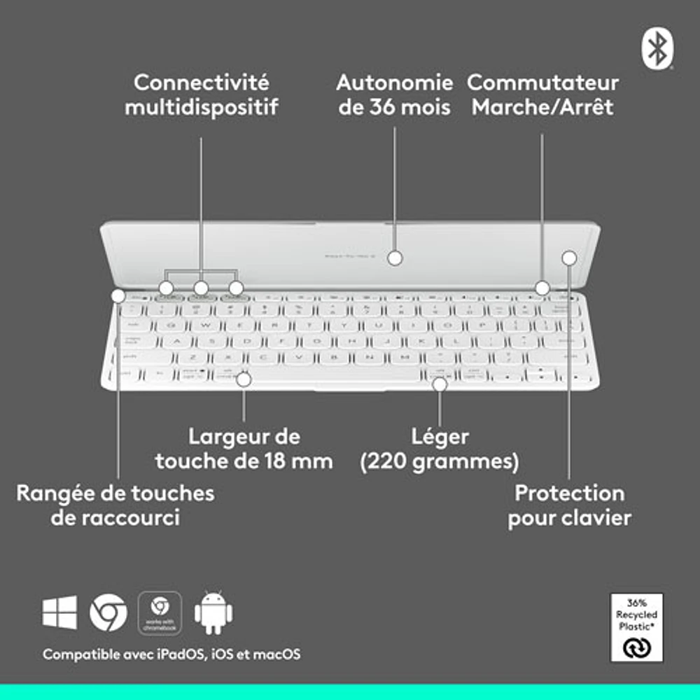 Logitech Keys-To-Go 2 Universal Keyboard with Cover - Pale Grey - English