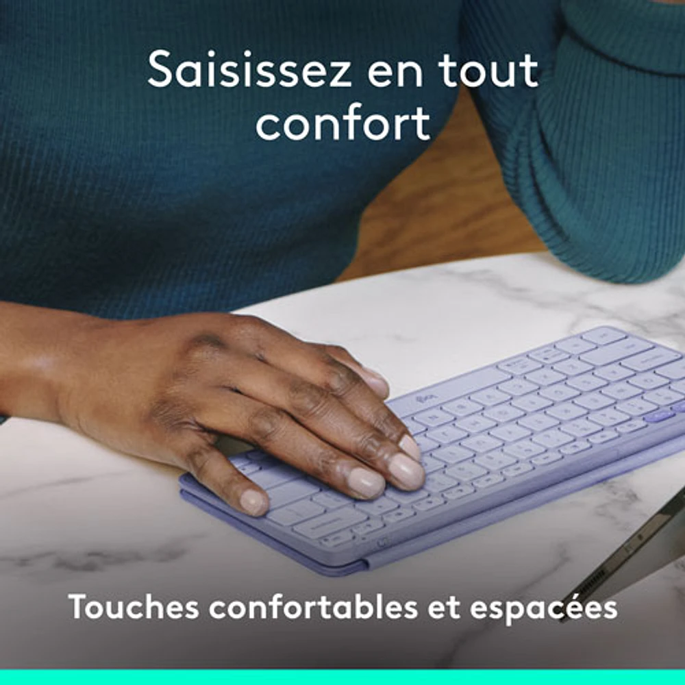 Clavier universel Keys-To-Go 2 de Logitech avec couverture - Lilas - Anglais