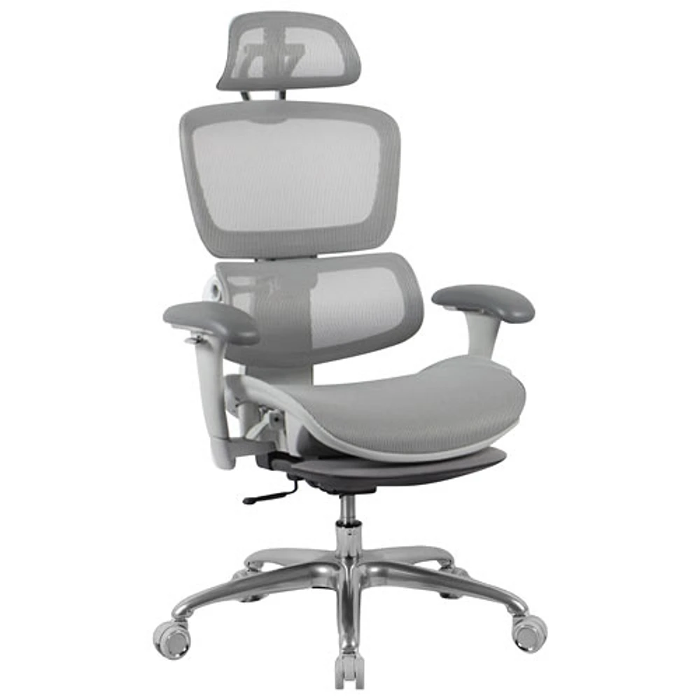 TygerClaw High Back Mesh Office Chair with Adjustable Headrest - Grey