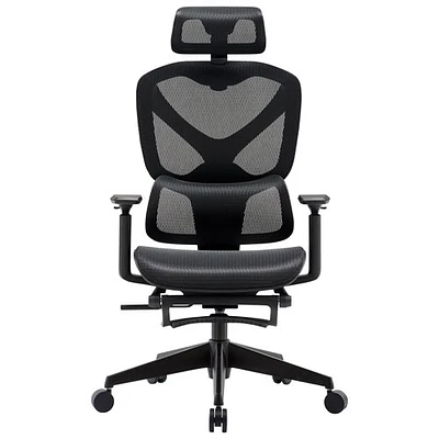 Fauteuil de bureau en filet à dossier haut avec appuie-tête réglable de TygerClaw - Noir