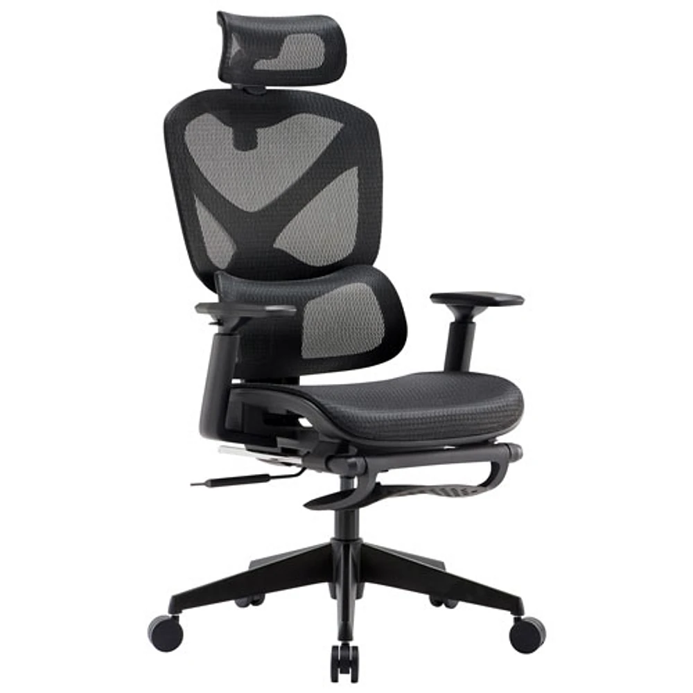 TygerClaw High Back Mesh Office Chair with Adjustable Headrest - Black