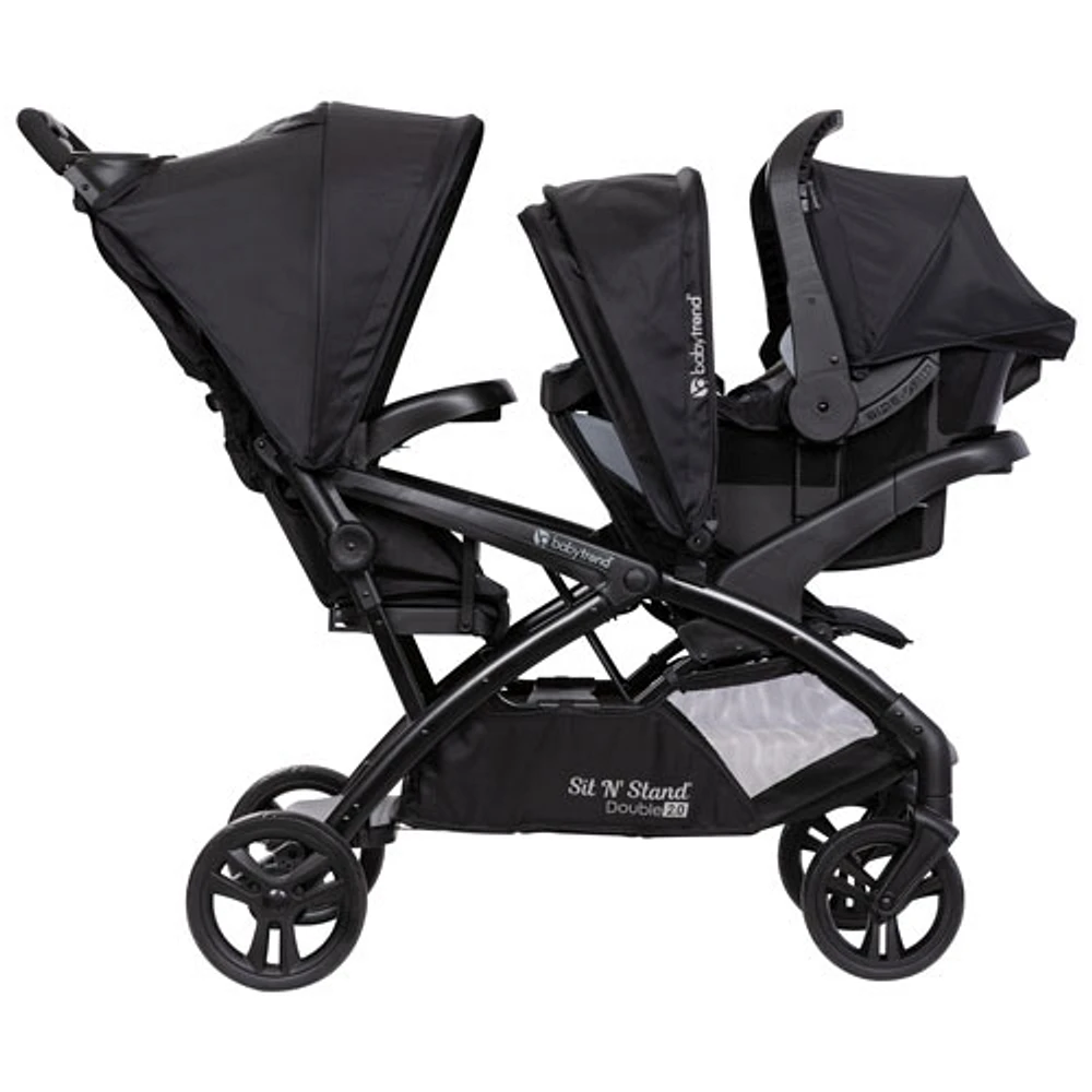 Poussette double Sit N' Stand 2.0 de Baby Trend - Noir