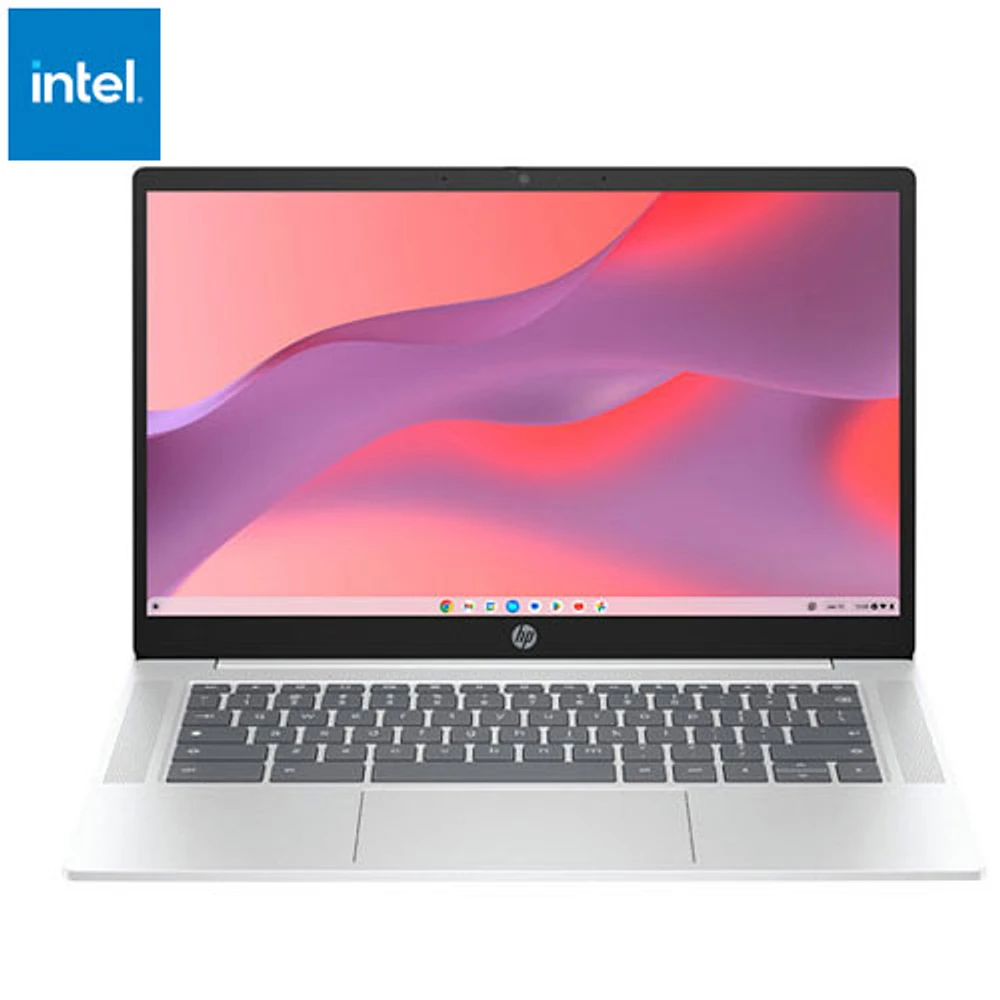 Chromebook de 14 po de HP - Argenté glacier (N100 série N d'Intel/RAM 4 Go/SSD 128 Go/ChromeOS)