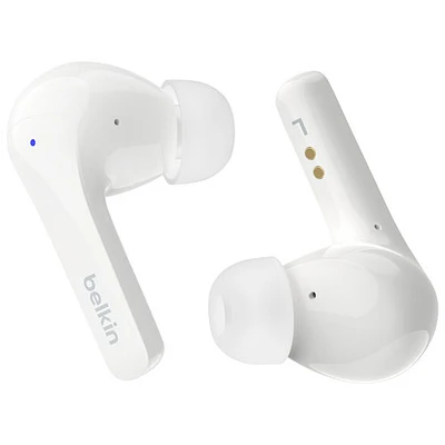 Écouteurs boutons 100 % sans fil à isolation sonore SoundForm Motion de Belkin - Blanc