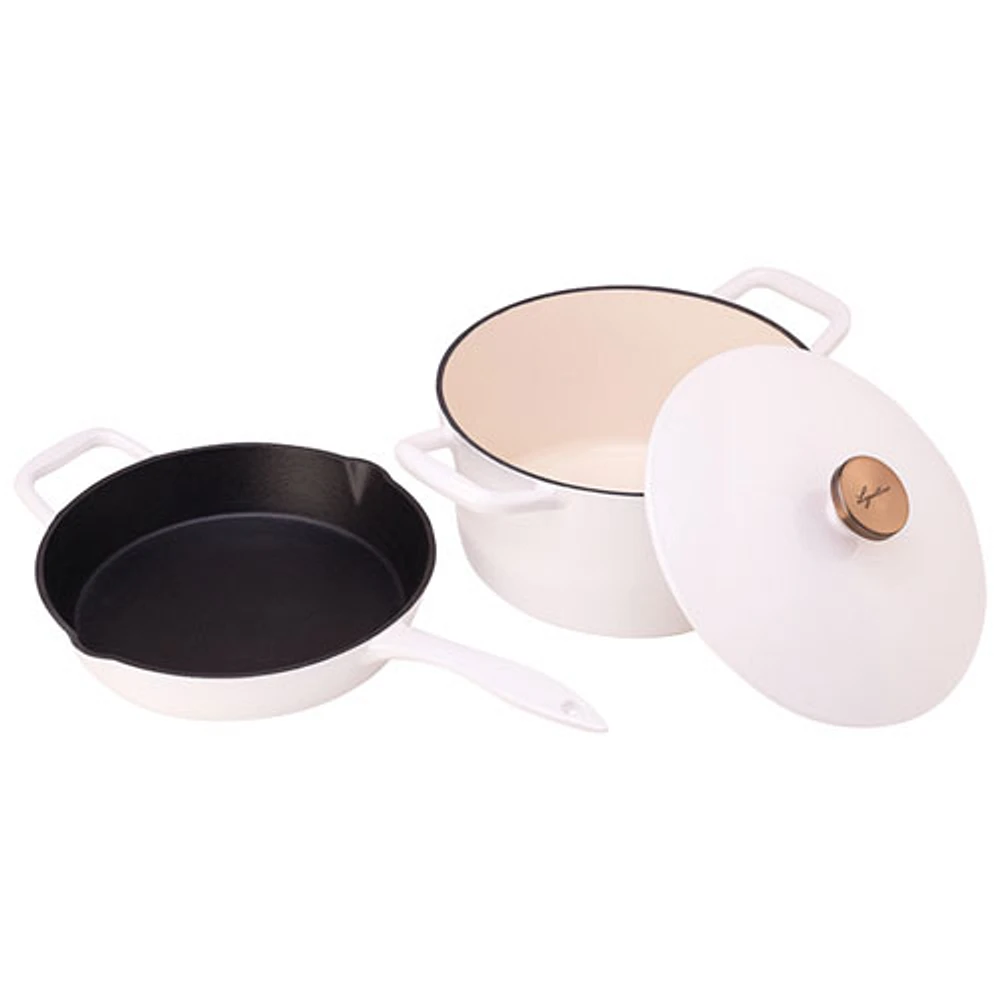 Lagostina 3-Piece Cast Iron Cookware Set - White