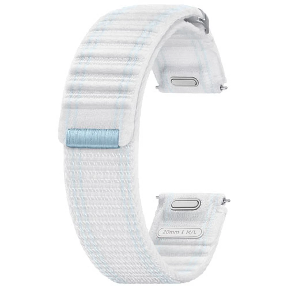 Bracelet en tissu ajustable de Samsung pour montre Galaxy Watch - Moyen/Grand - Blanc bleu