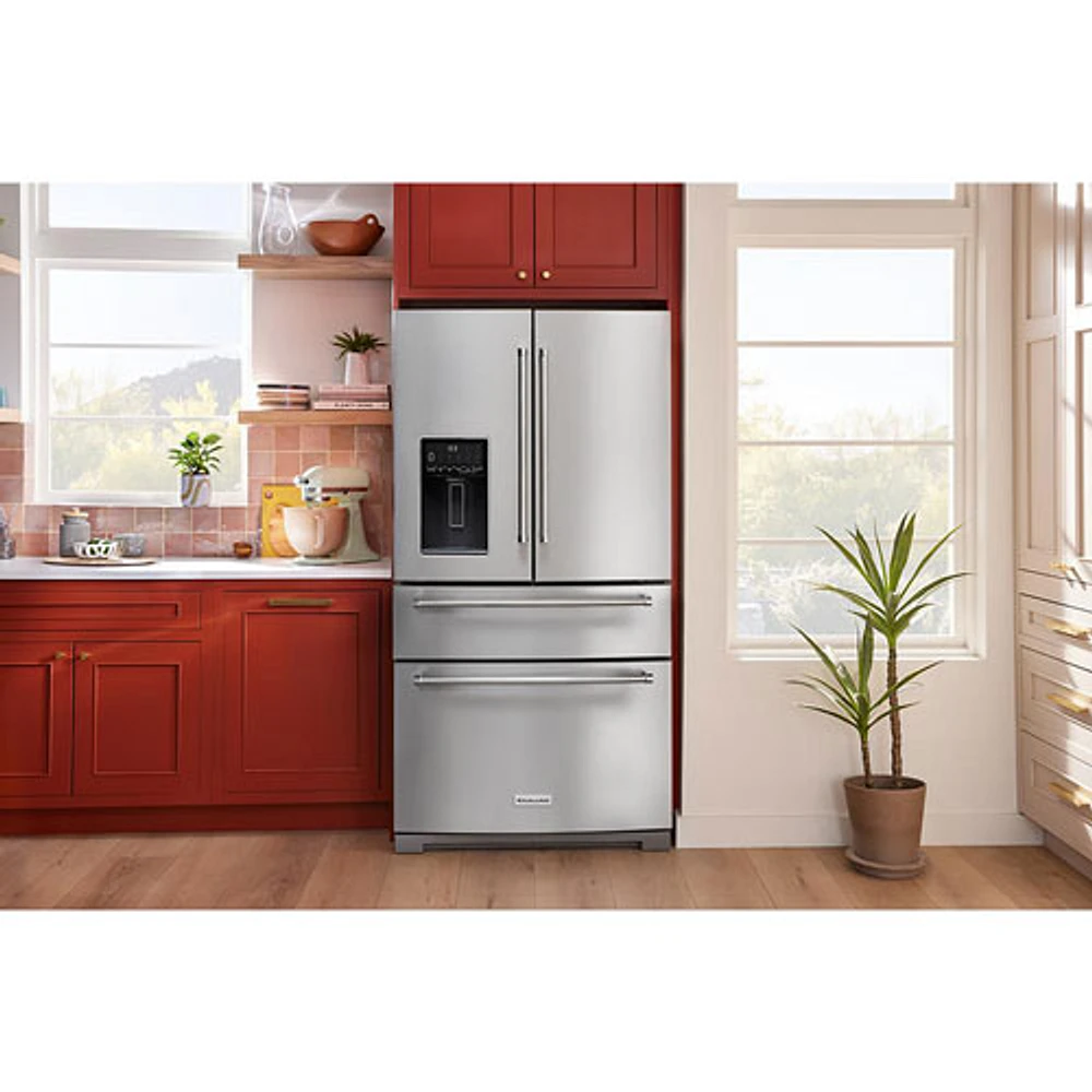 Kitchenaid 36" 26 Cu. Ft. French Door Refrigerator w/ Water & Ice Dispenser (KRMF536RPS) - Stainless