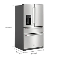 Kitchenaid 36" 26 Cu. Ft. French Door Refrigerator w/ Water & Ice Dispenser (KRMF536RPS) - Stainless