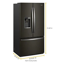 Whirlpool 36" 23.8 Cu. Ft. French Door Refrigerator with Water & Ice Dispenser (WRFC9636RV) - Black Stainless Steel