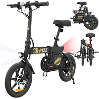 Gyrocopters Rizz B20 Foldable Electric City Bike (350W Motor / Up to 55km Battery Range / 25 km/h Top Speed) - Black