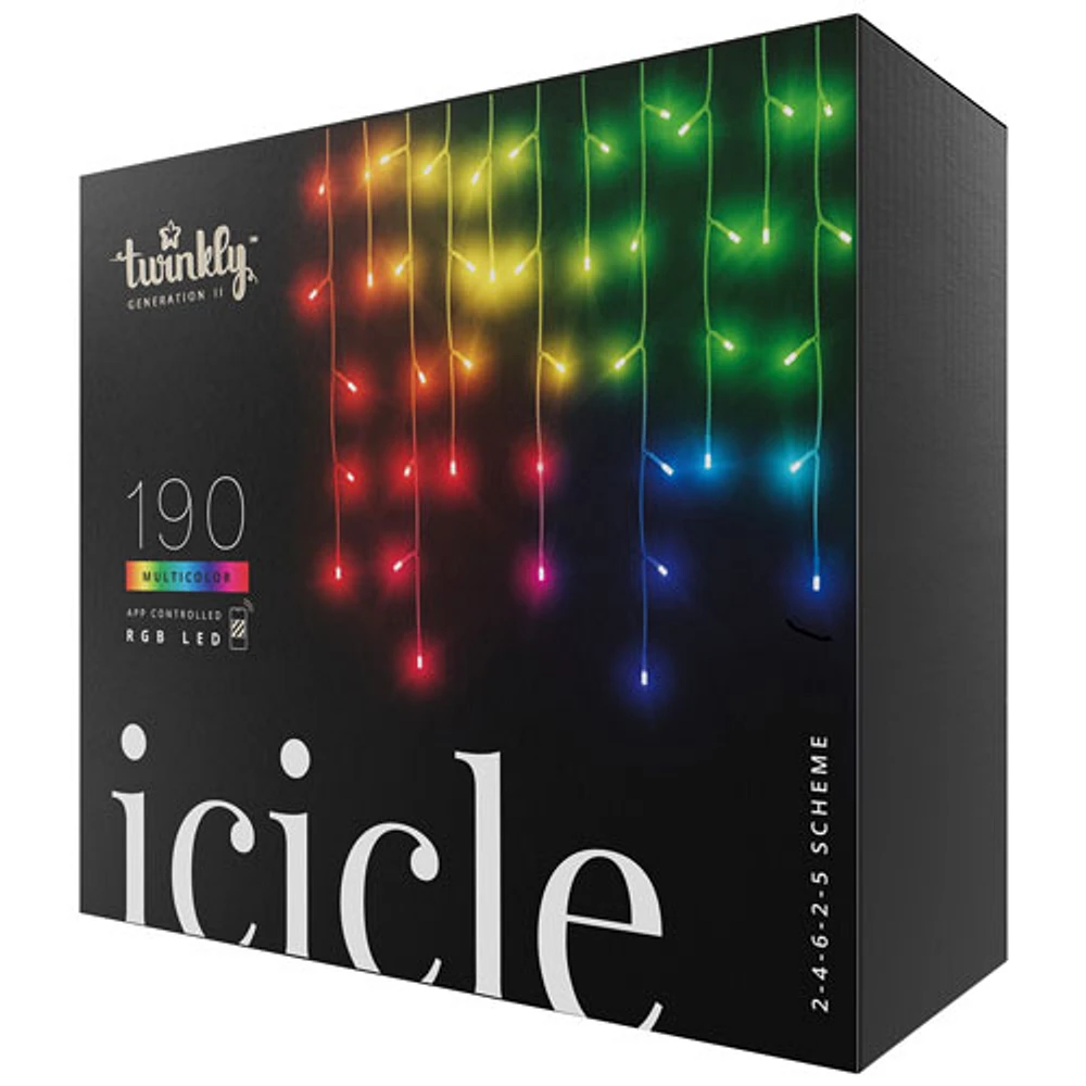 Twinkly Icicle Smart RGB LED Lights - 190 Lights