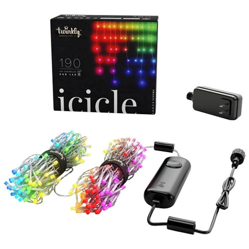 Twinkly Icicle Smart RGB LED Lights - 190 Lights