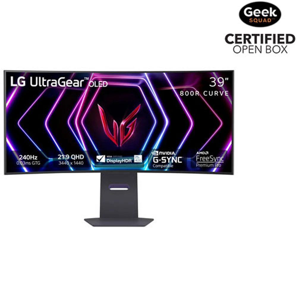 Open Box - LG UltraGear 39" QHD 240Hz 0.03ms GTG Curved OLED LED G-Sync Gaming Monitor - Black