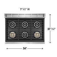 Surface de cuisson au gaz à 6 brûleurs de 36 po d'Electrolux (ECCG3672AS) - Acier inoxydable