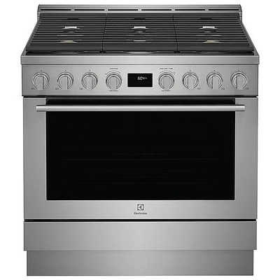 Cuisinière au gaz autonome à 6 brûleurs avec convection véritable 4,4 pi³ 36 po d'Electrolux (ECFG3668AS) - Acier inoxydable