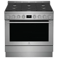 Electrolux 36" 4.4 Cu. Ft. True Convection 6-Burner Freestanding Gas Range (ECFG3668AS) - Stainless Steel