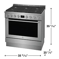 Electrolux 36" 4.4 Cu. Ft. True Convection 6-Burner Freestanding Gas Range (ECFG3668AS) - Stainless Steel