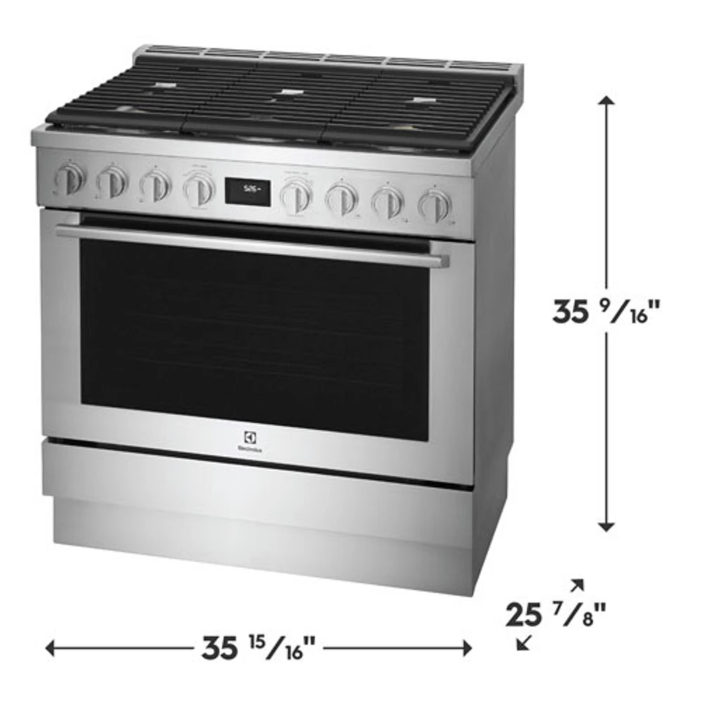 Electrolux 36" 4.4 Cu. Ft. Free-Standing True Convection Dual-Fuel Range (ECFD3668AS) - Stainless