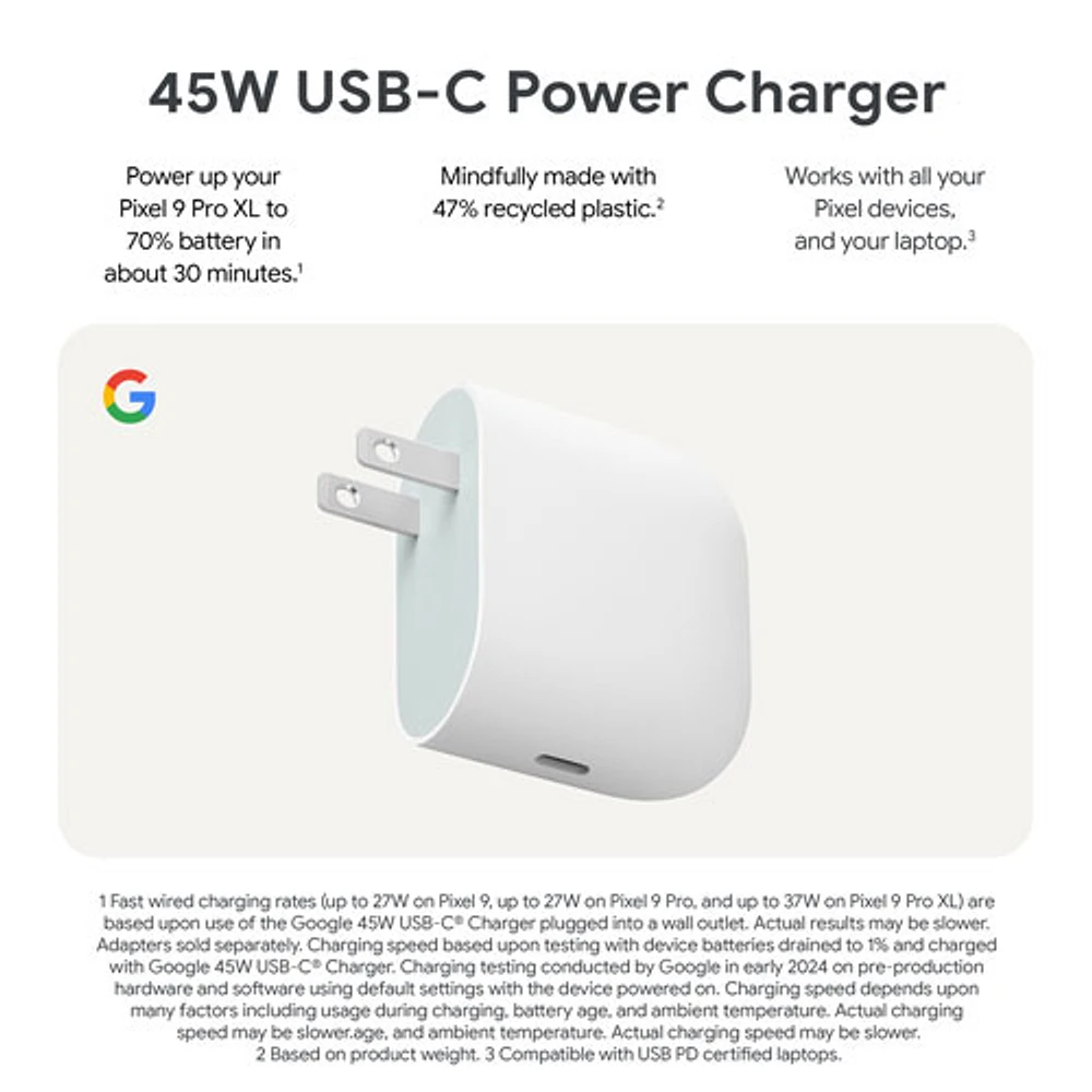 Google 45W Fast-Charging USB-C Wall Charger