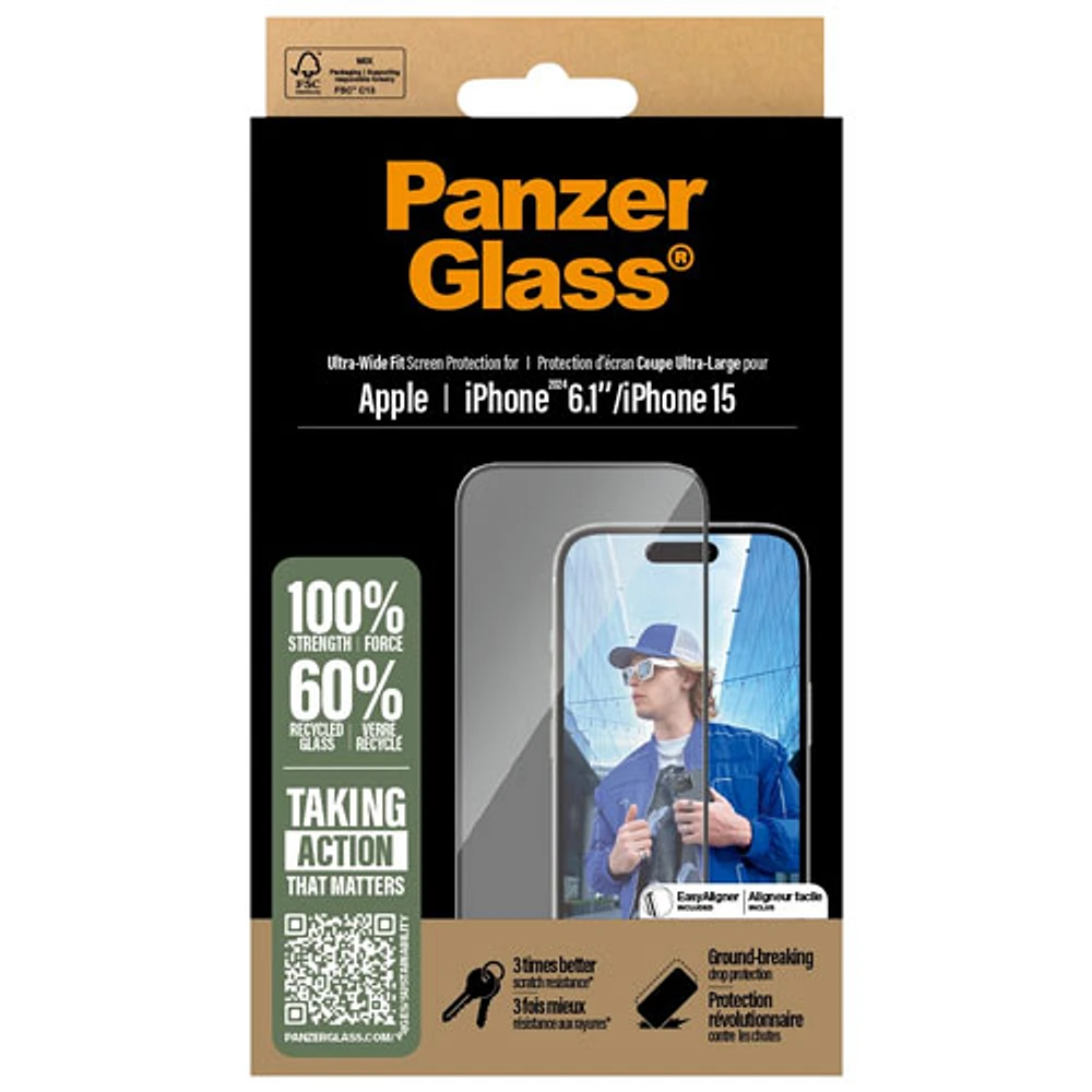 Protecteur d'écran en verre ultralarge de PanzerGlass pour iPhone 16