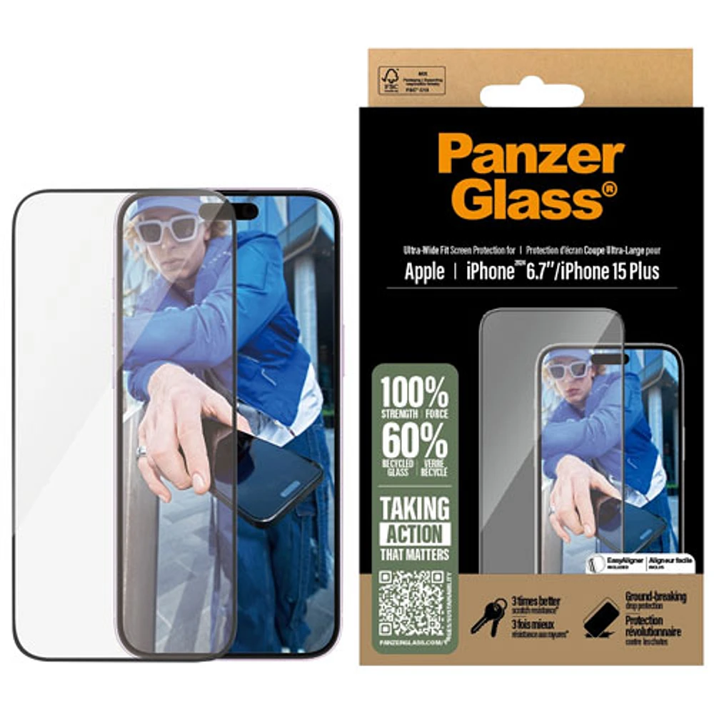 Protecteur d'écran en verre ultralarge de PanzerGlass pour iPhone 16 Plus