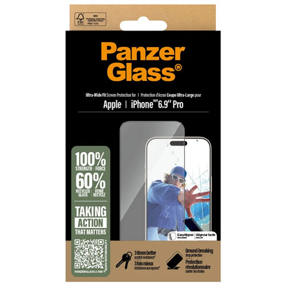 Protecteur d'écran en verre ultralarge de PanzerGlass pour iPhone 16 Pro Max