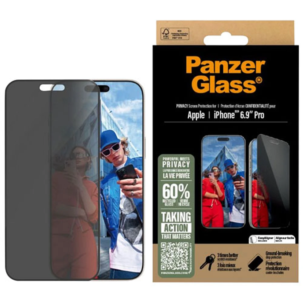 PanzerGlass Ultra-Wide Fit Privacy Glass Screen Protector for iPhone 16 Pro Max