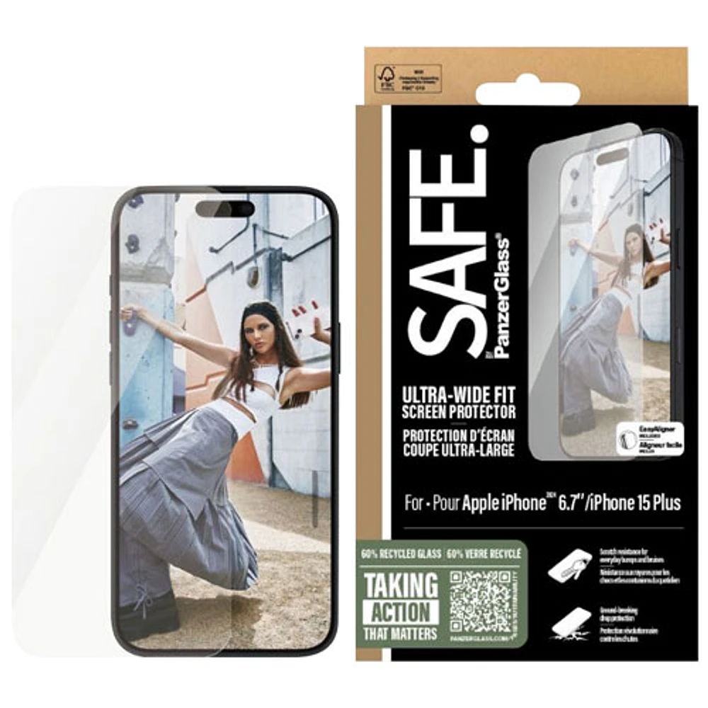 Protecteur d'écran en verre ultralarge SAFE de PanzerGlass pour iPhone 16 Plus