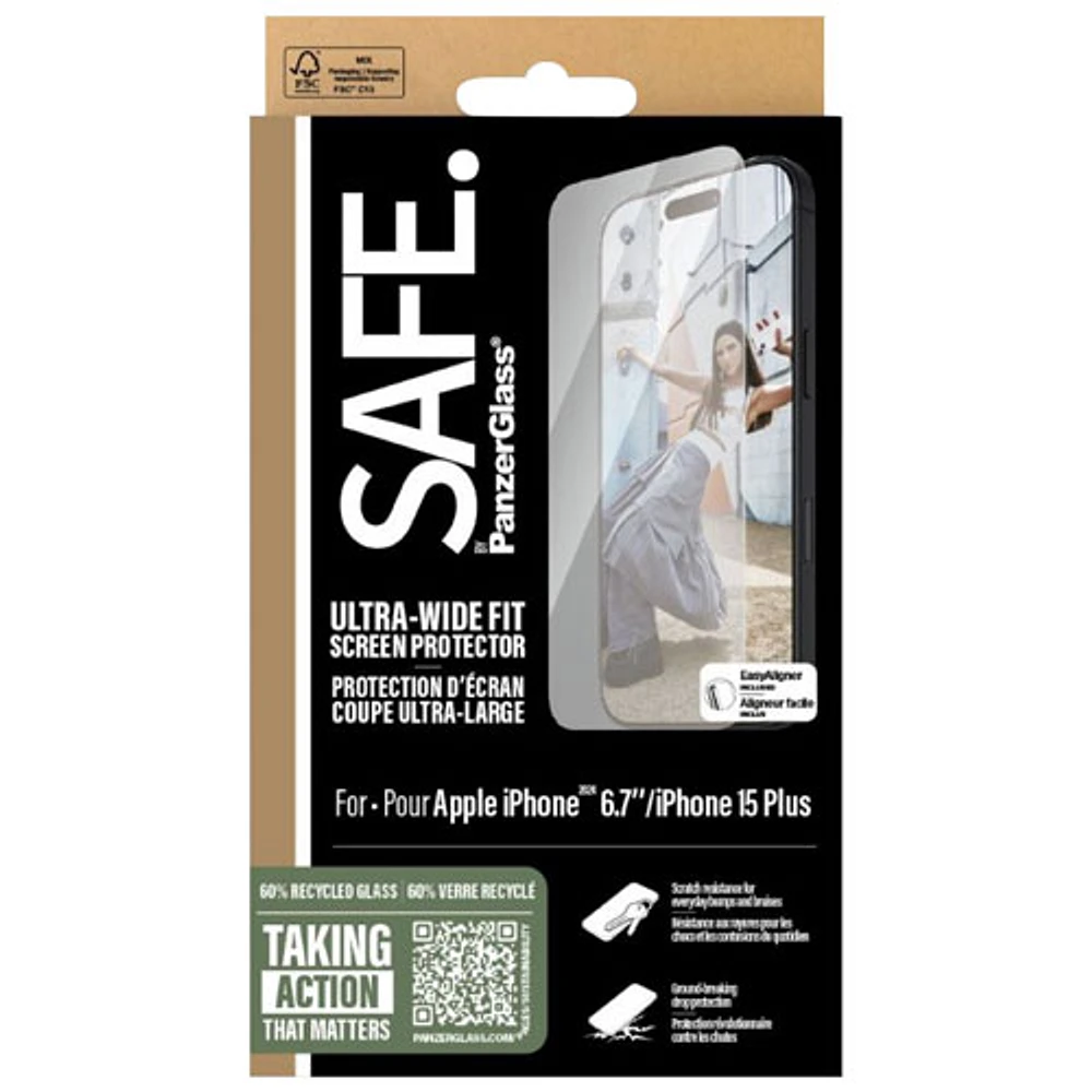 Protecteur d'écran en verre ultralarge SAFE de PanzerGlass pour iPhone 16 Plus